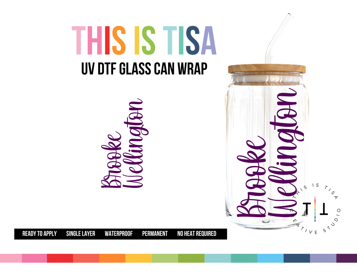 UV DTF Can Glass 16 oz Wrap: Personalized 7