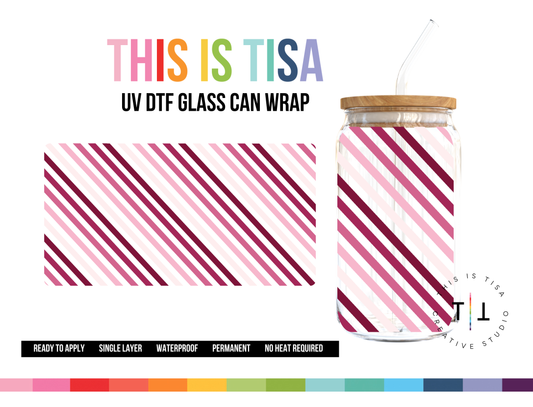 UV DTF Can Glass 16 oz Wrap:  CPC24 Stripe