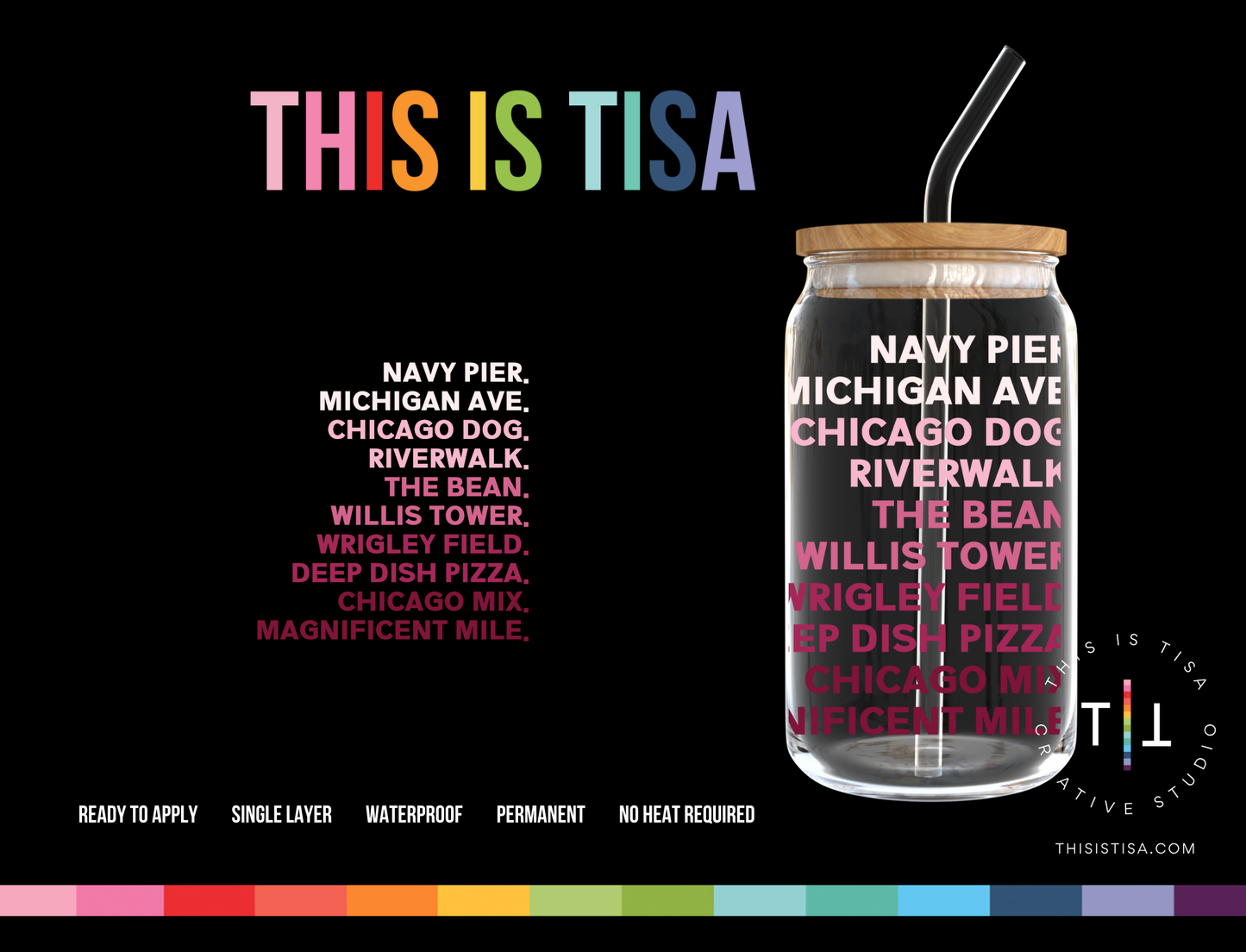 UV DTF Can Glass 16 oz Wrap:  CPC24 Things We Love About Chicago