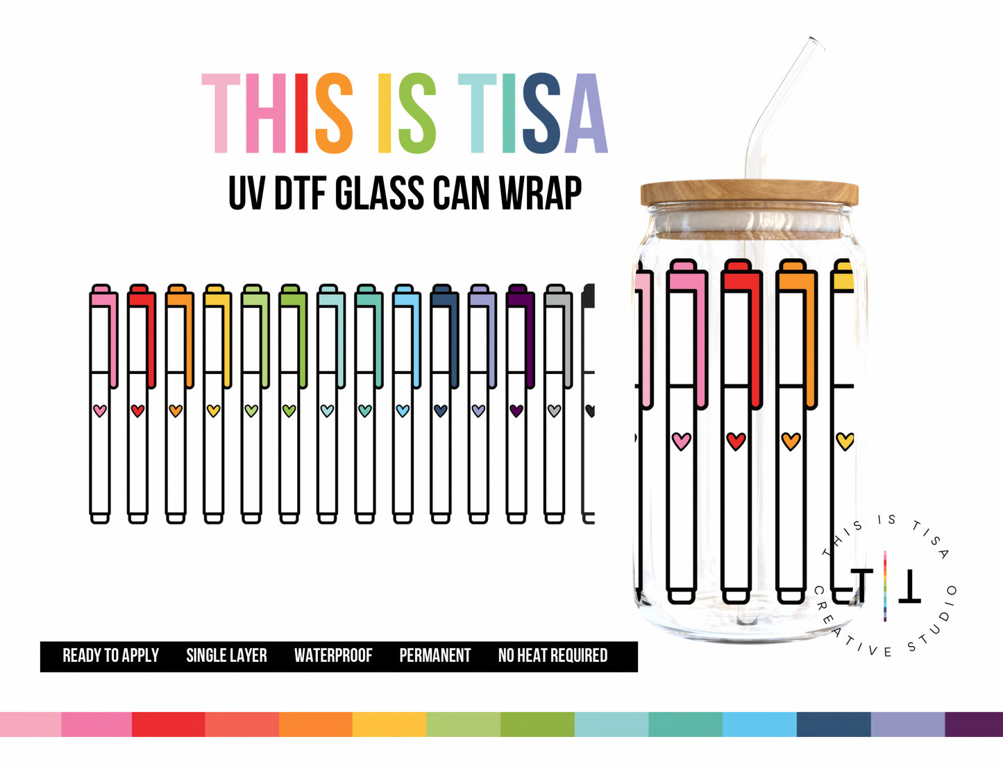 UV DTF Can Glass 16 oz Wrap:  Planner Markers