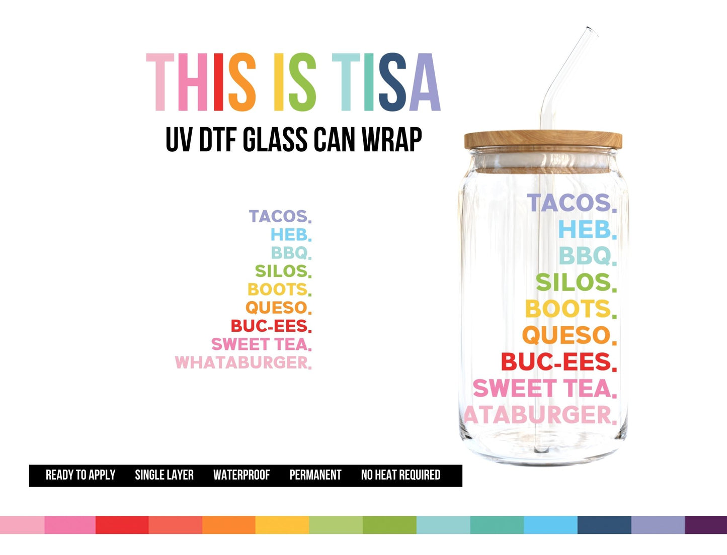 UV DTF Can Glass 16 oz Wrap: Love Texas