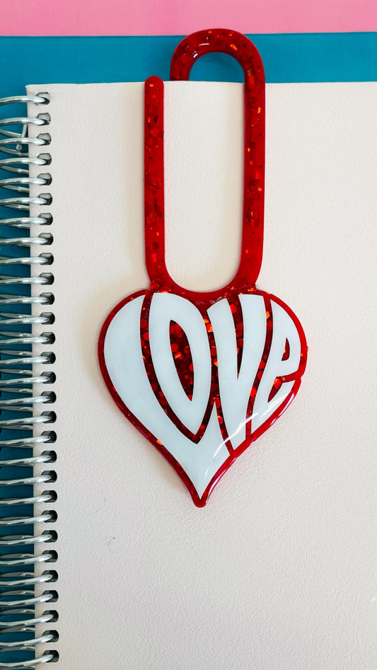 Love Heart UV Resin Glitter Bookmark