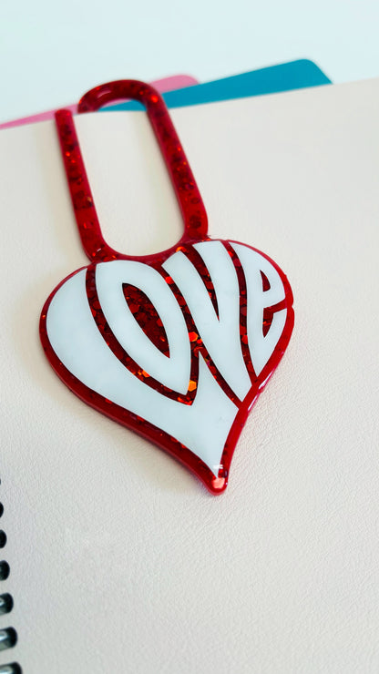 Love Heart UV Resin Glitter Bookmark