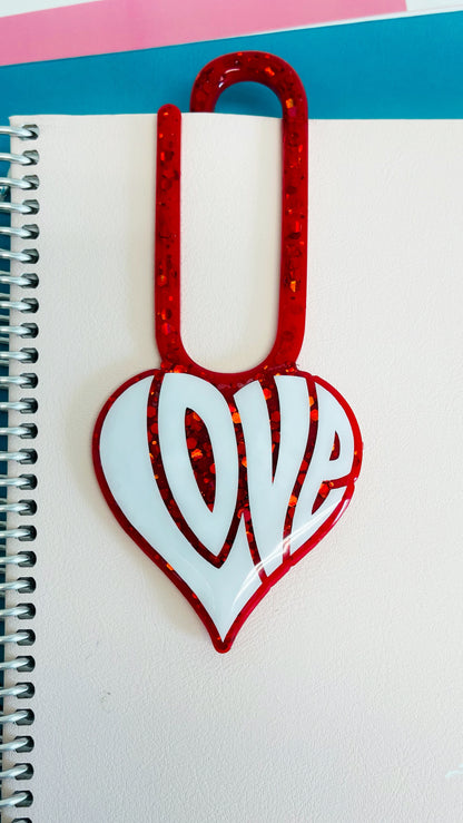 Love Heart UV Resin Glitter Bookmark