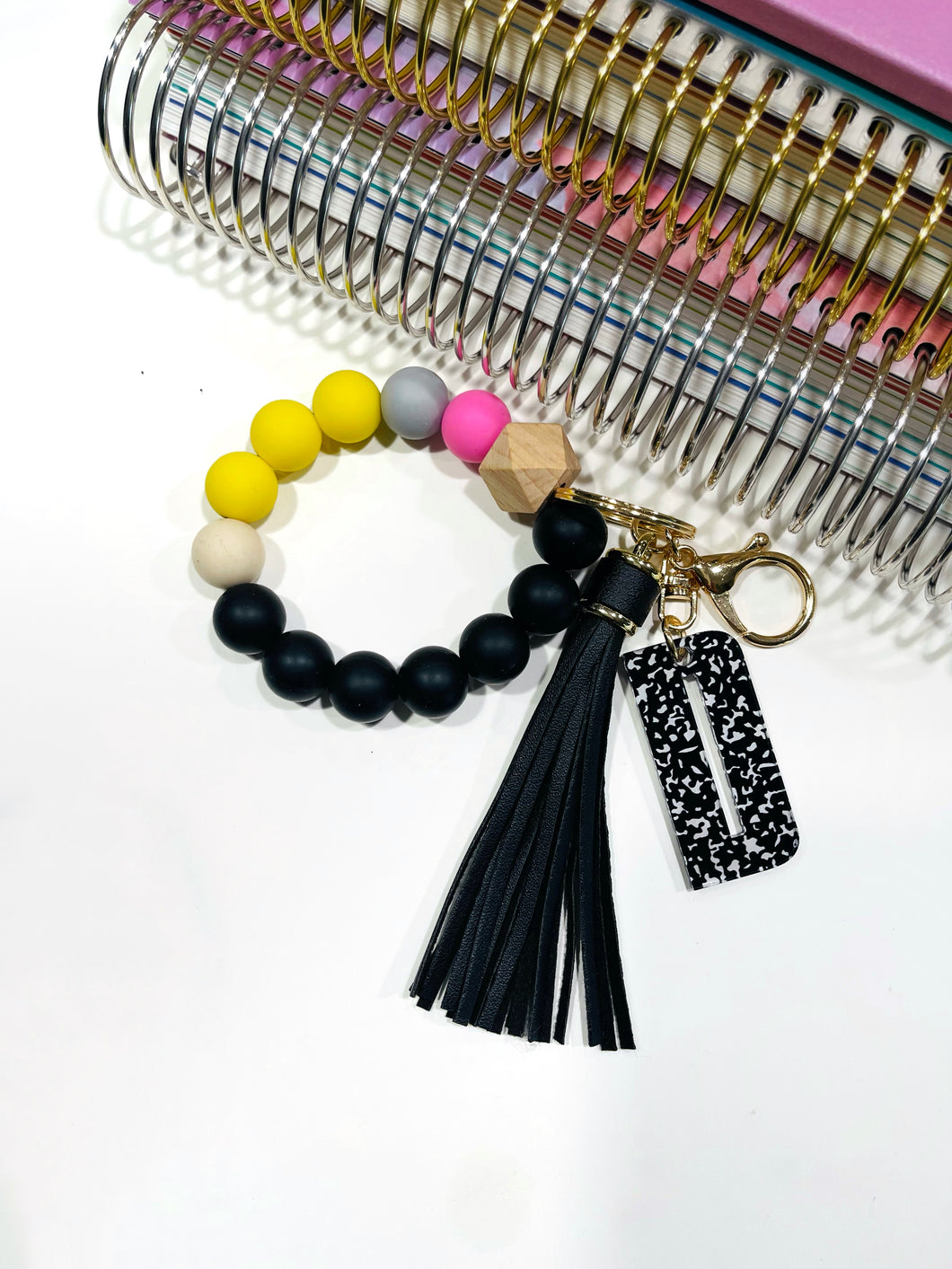 Silicone Beaded Keychain:  Back to School